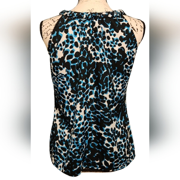 Animal Print Ruffle Sleeveless Blouse - Picture 2 of 5